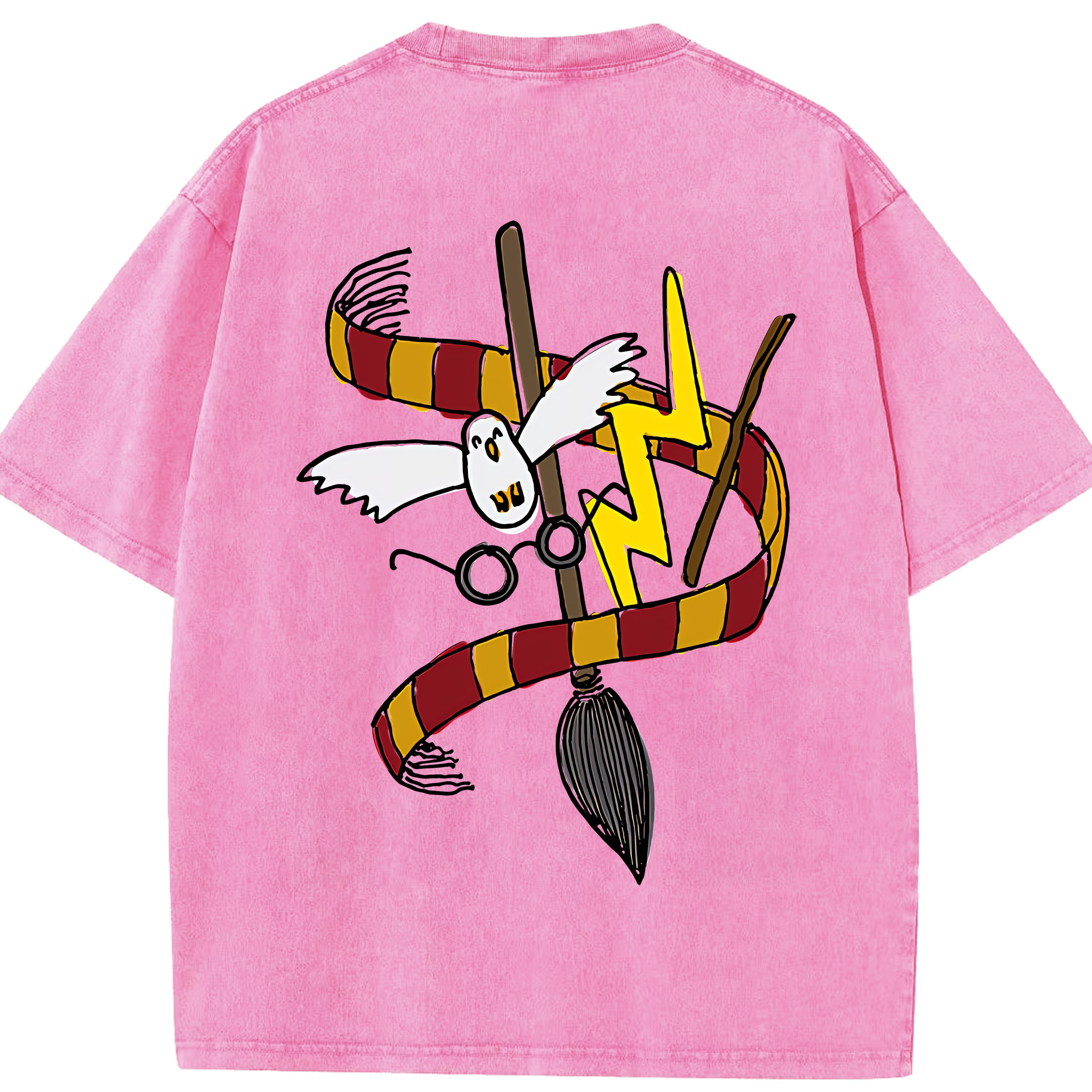 （画像用） Harry Potter ハリー・ポッターシリーズ 綿100% ヴィンテージ風 半袖Tシャツ（背面プリント）
